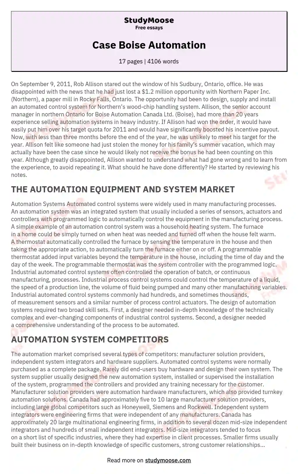 Case Boise Automation