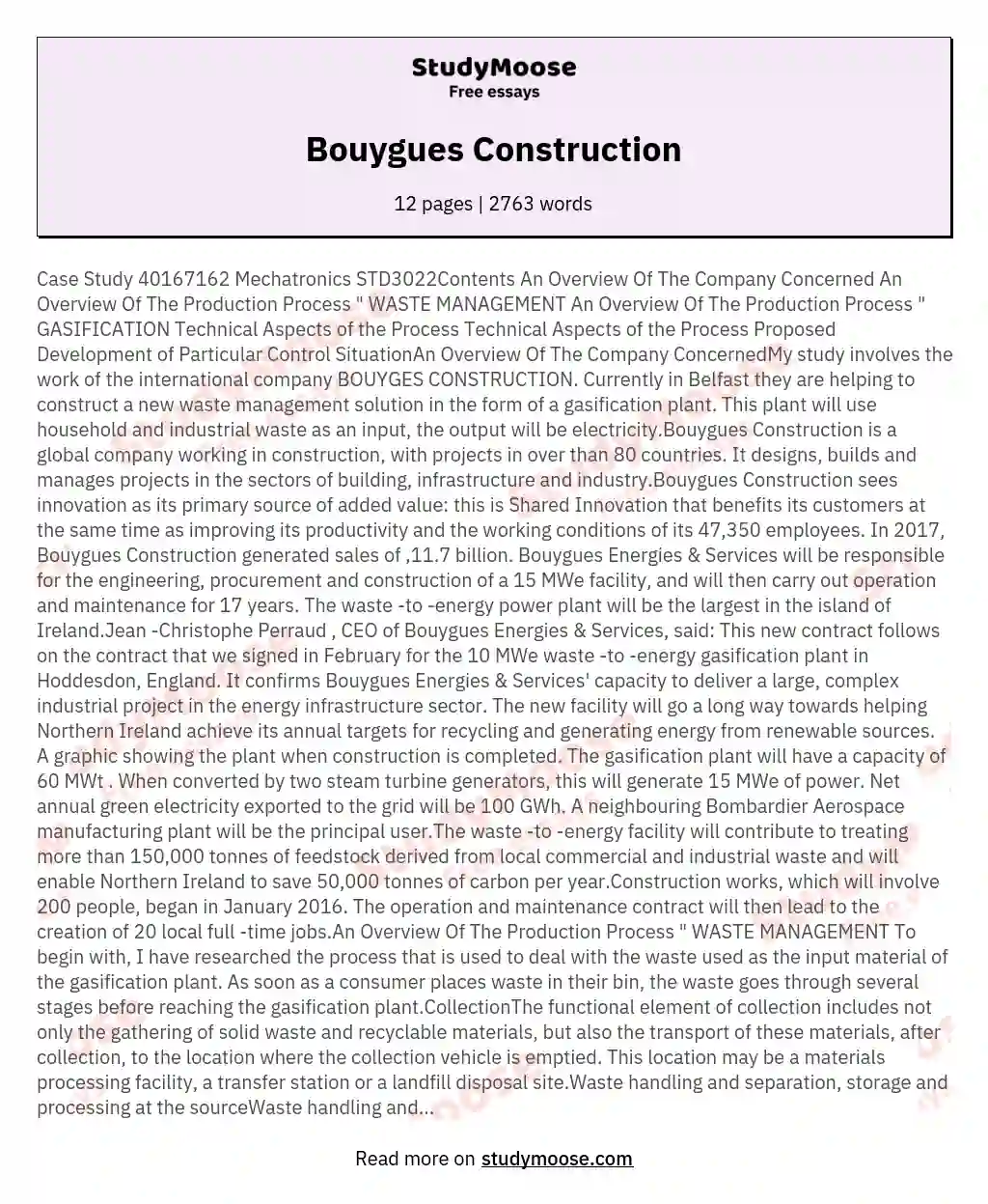 Bouygues Construction essay