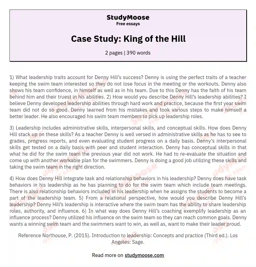 Case Study: King of the Hill