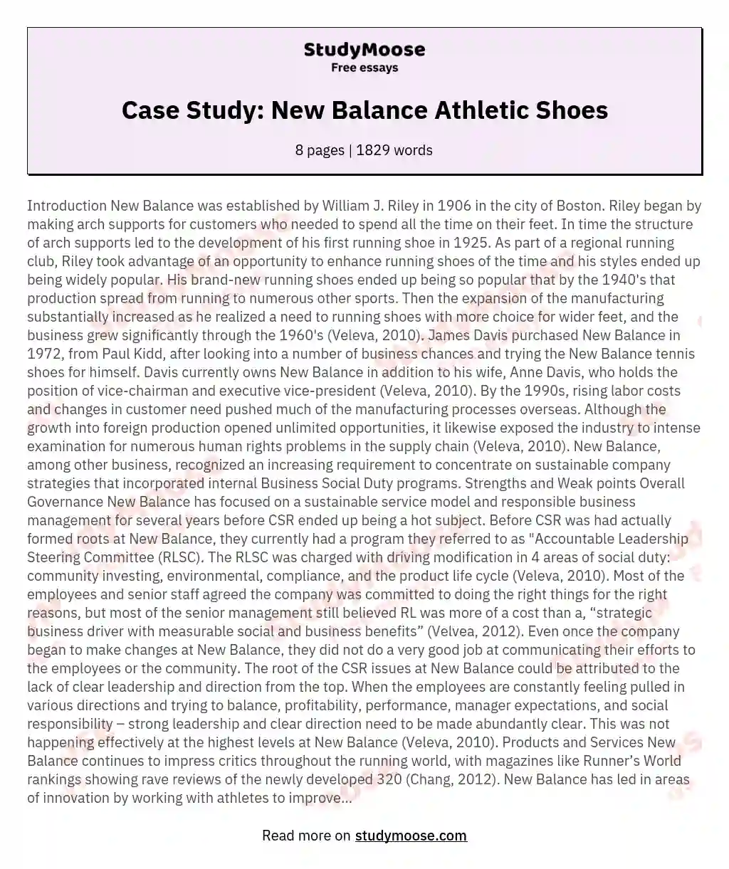Case Study: New Balance Athletic Shoes
