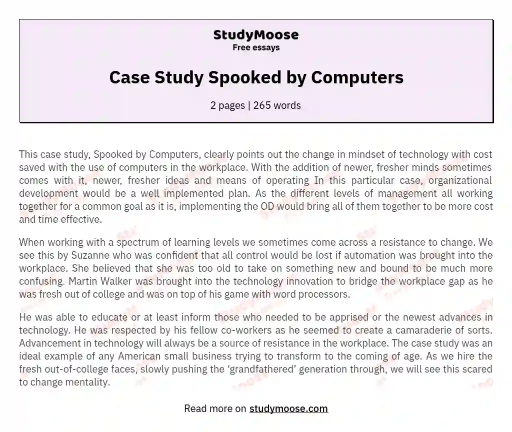 Case Study Spooked by Computers