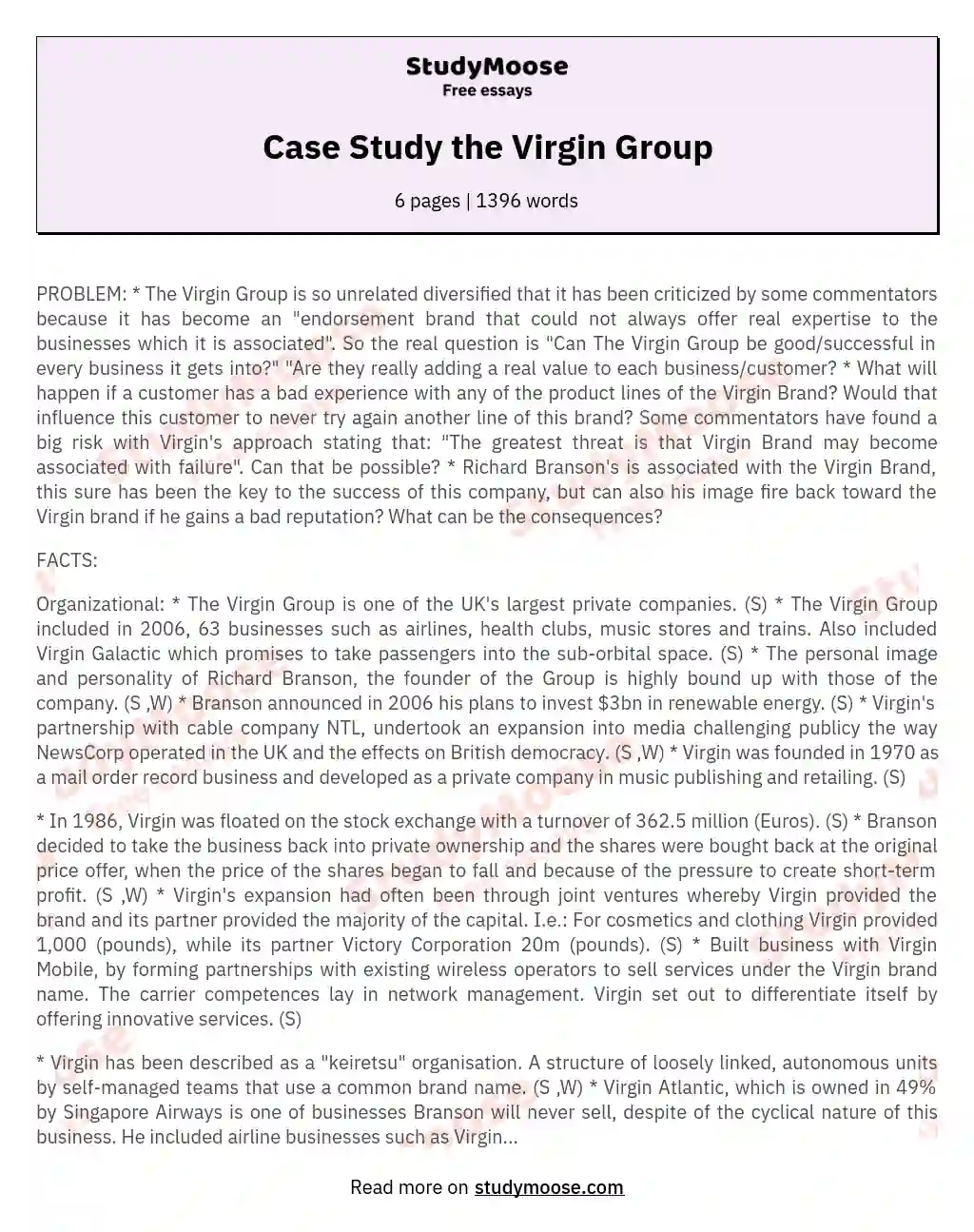 Case Study the Virgin Group