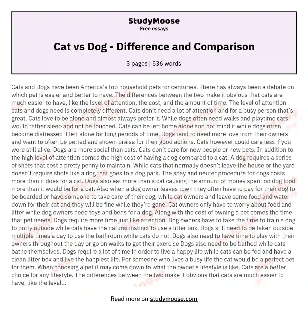 Cat vs Dog - Difference and Comparison