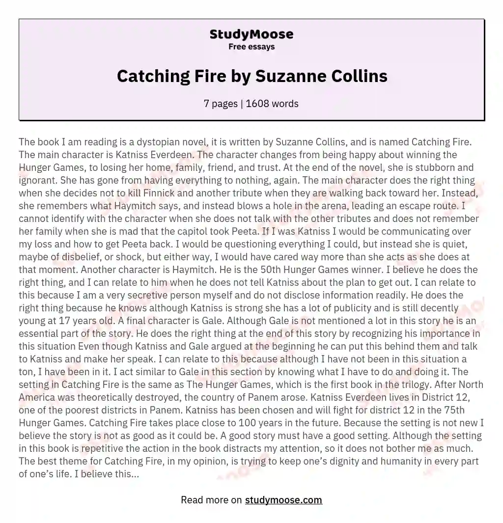 Catching Fire by Suzanne Collins essay