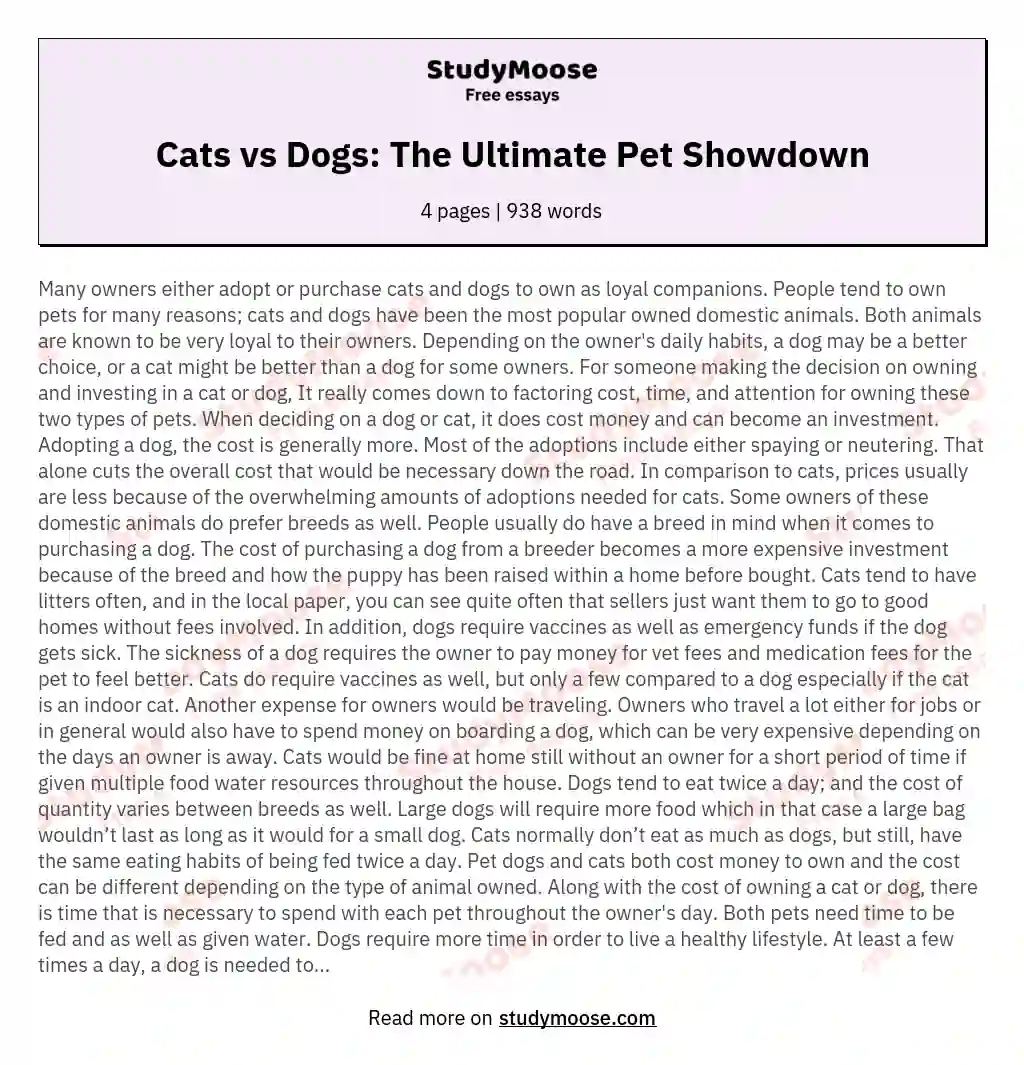 Cats vs Dogs: The Ultimate Pet Showdown