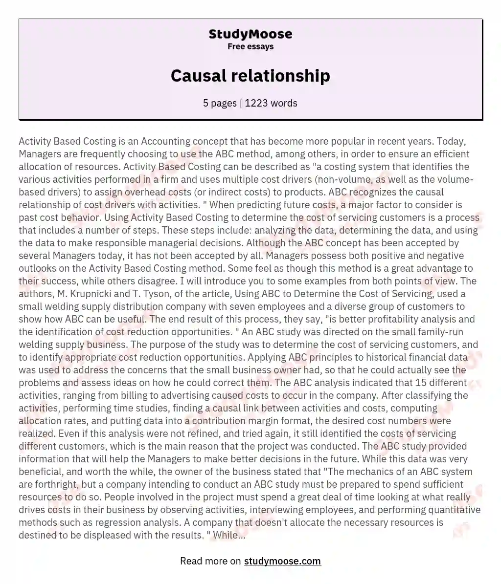 Causal relationship essay