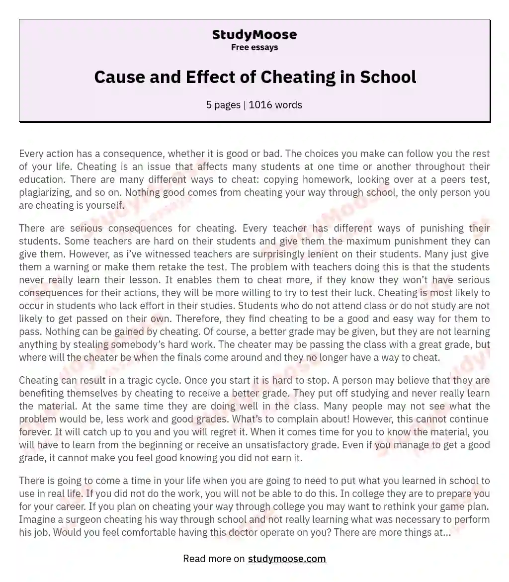 Cause and Effect of Cheating in School essay