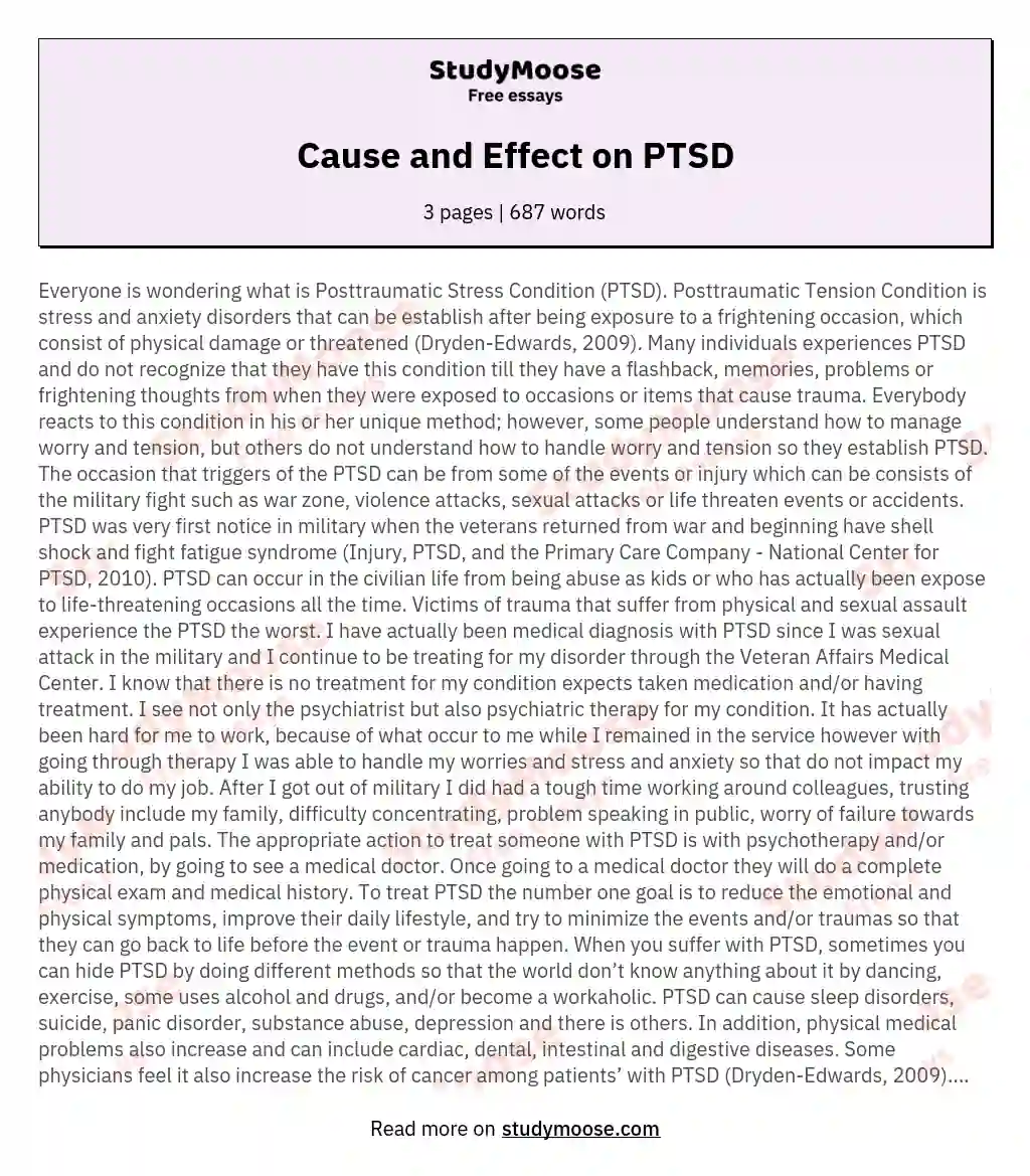 Cause and Effect on PTSD