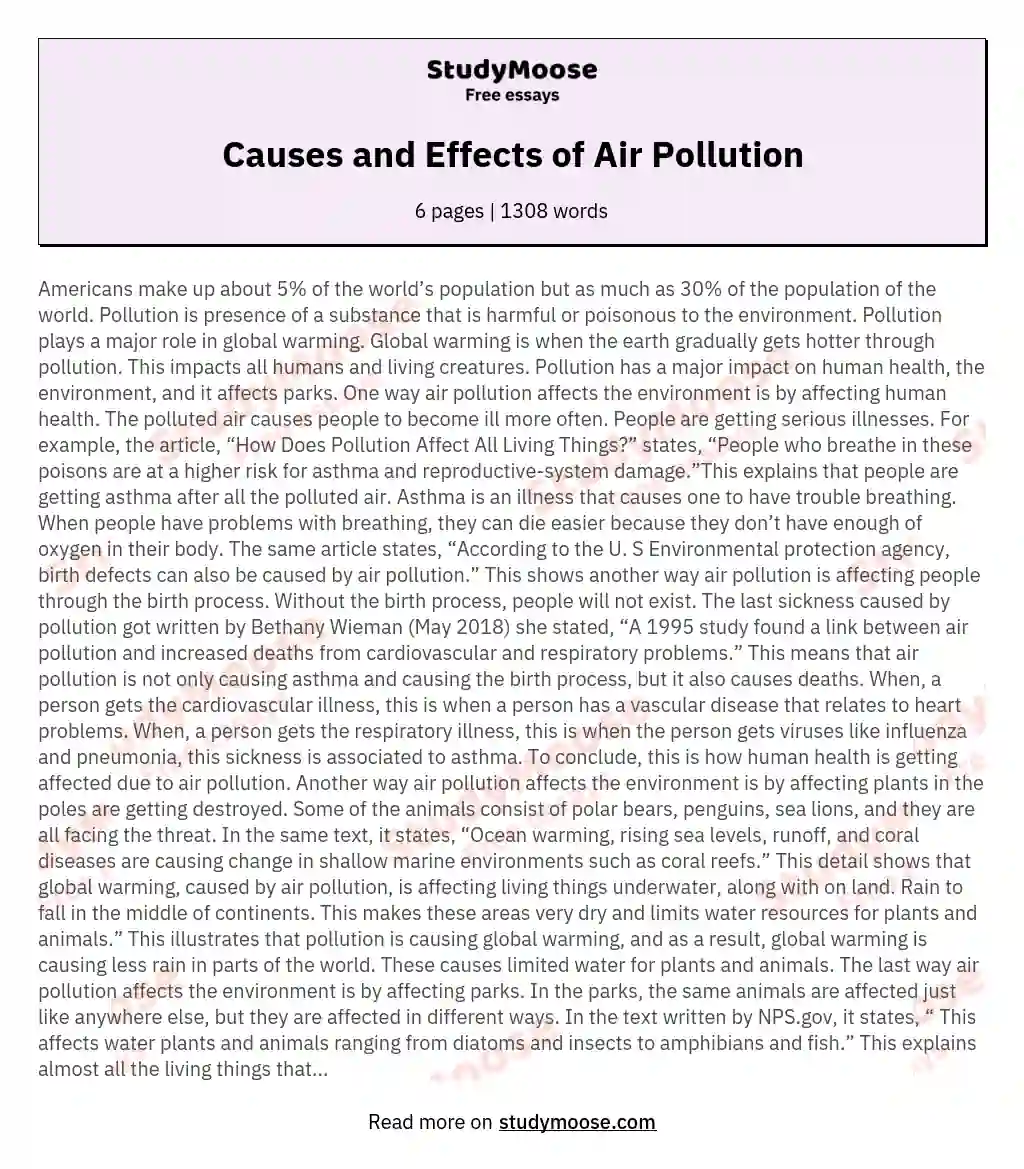 cause effect and solution of air pollution essay