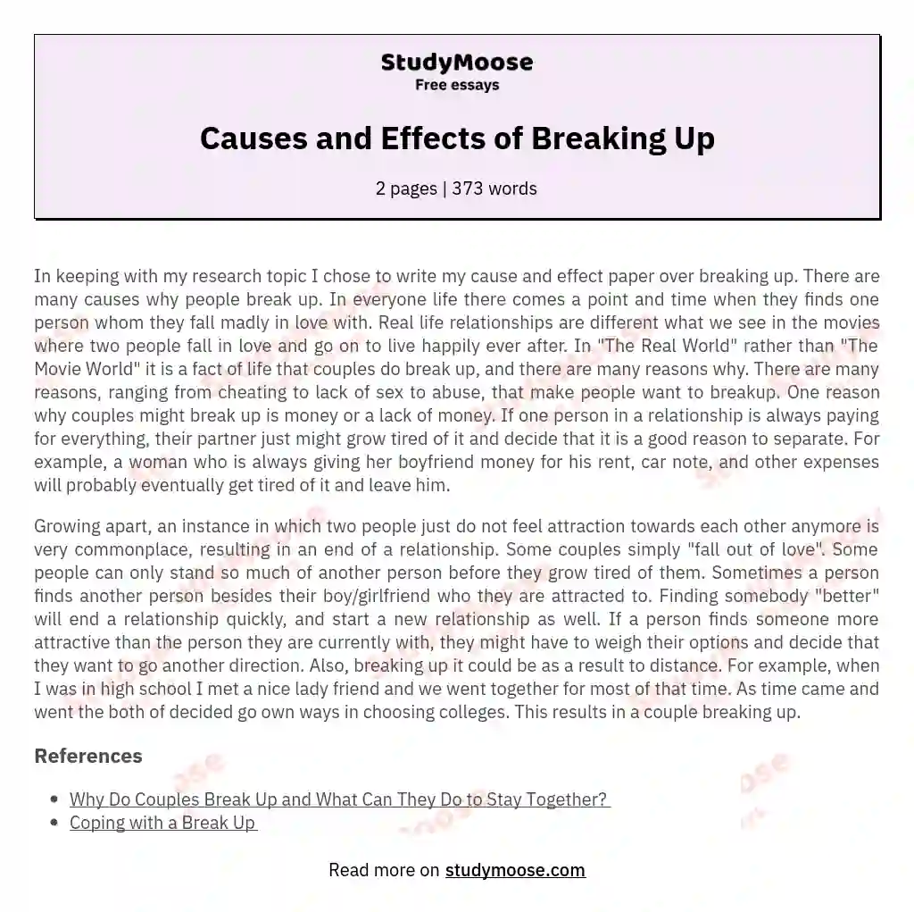 Causes and Effects of Breaking Up