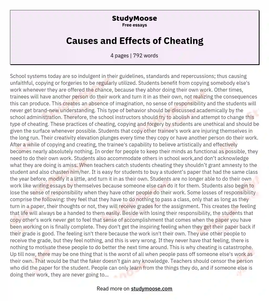 causes and effects of cheating