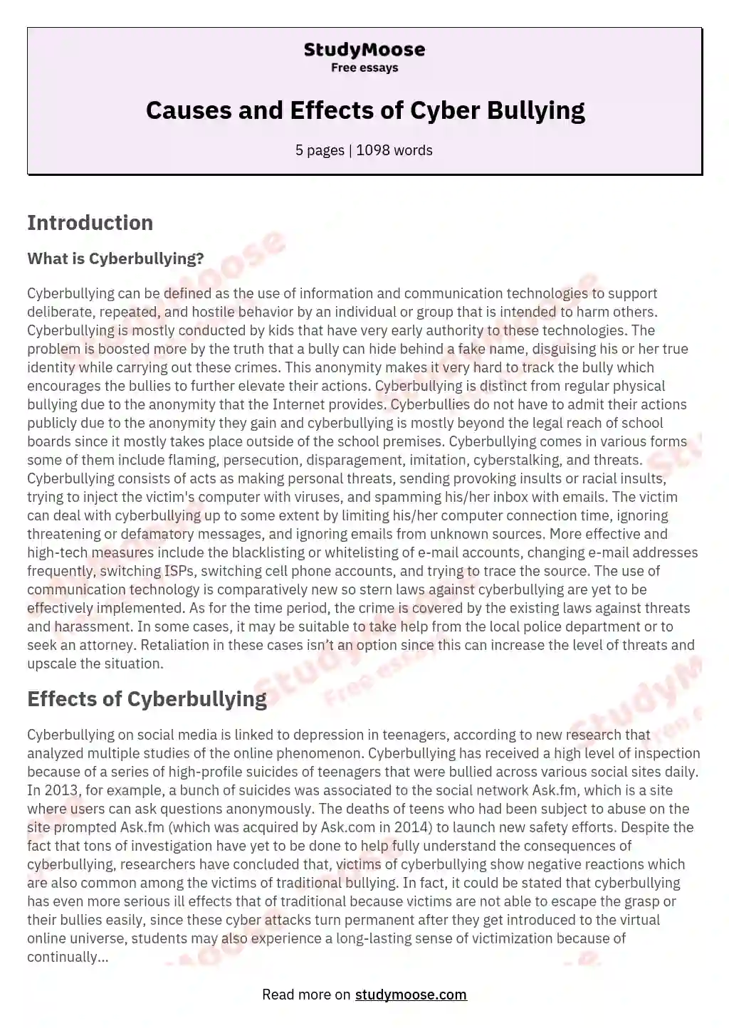 persuasive essay about cyber bullying example