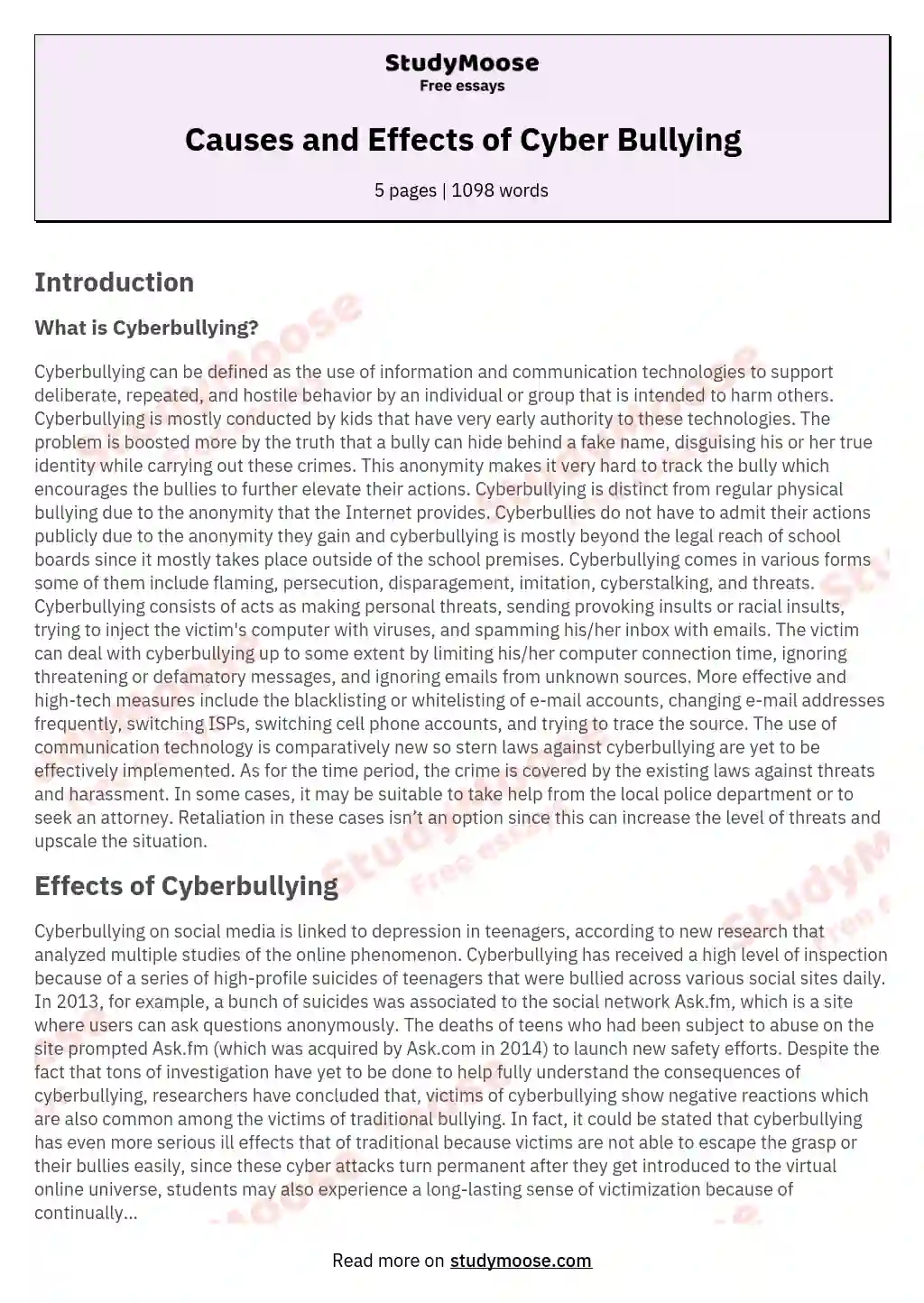 informative essay about cyberbullying