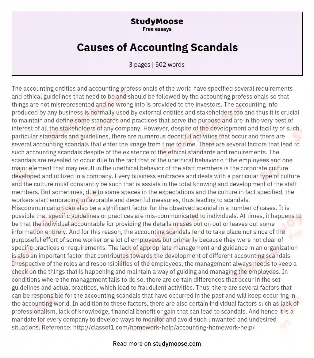 Causes of Accounting Scandals essay