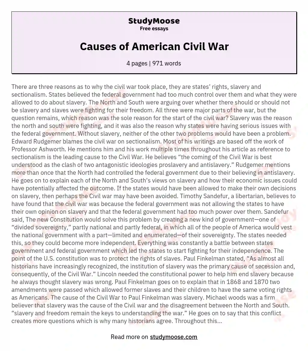 Causes of American Civil War