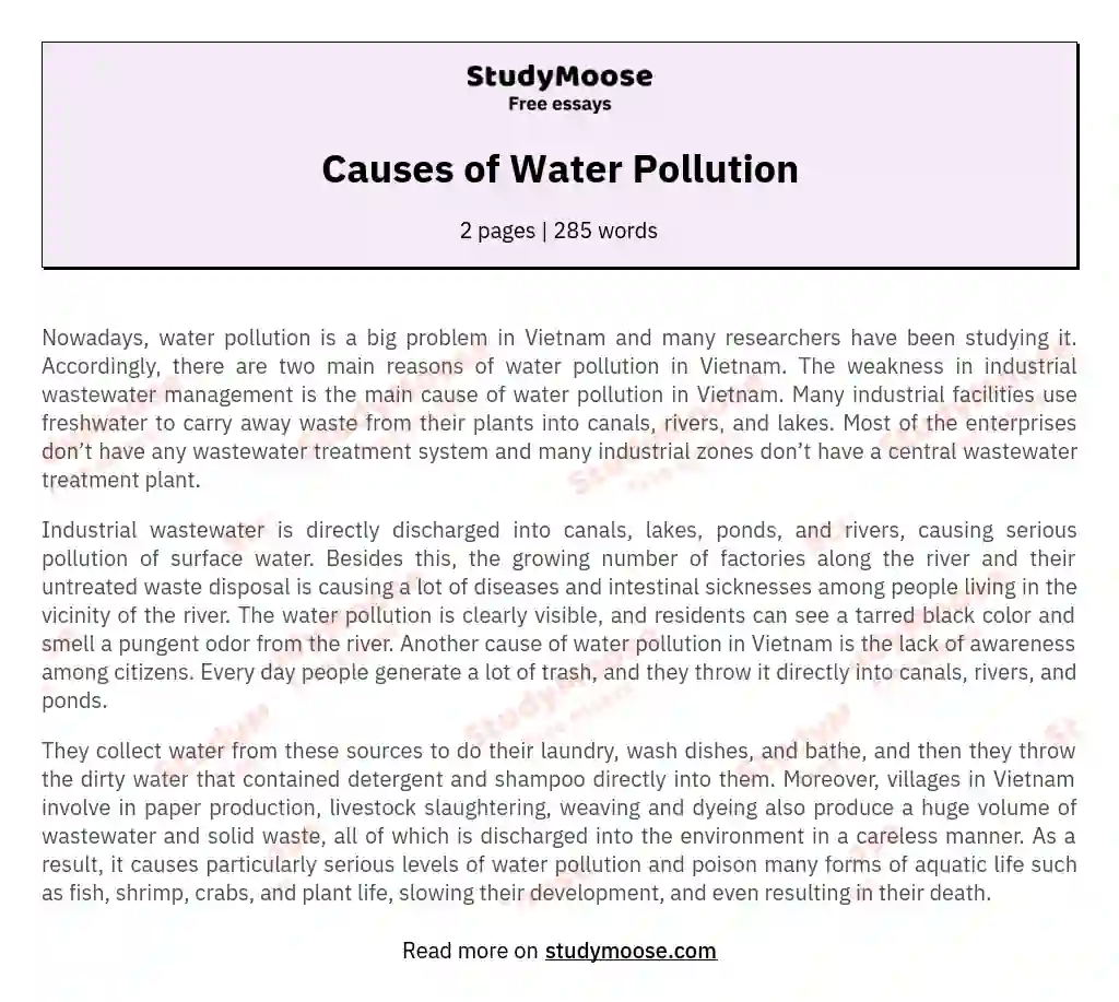 essay on water pollution introduction