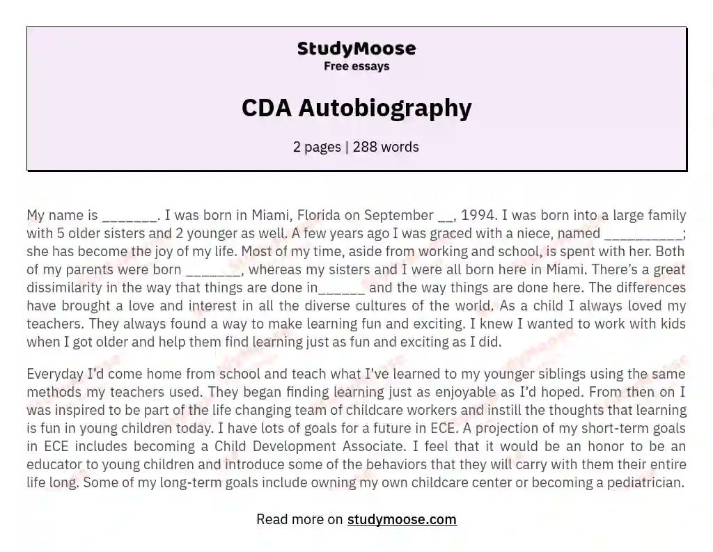 cultural autobiography essay examples