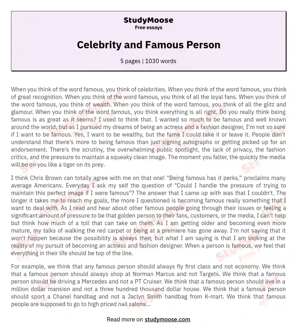 Celebrity and Famous Person essay