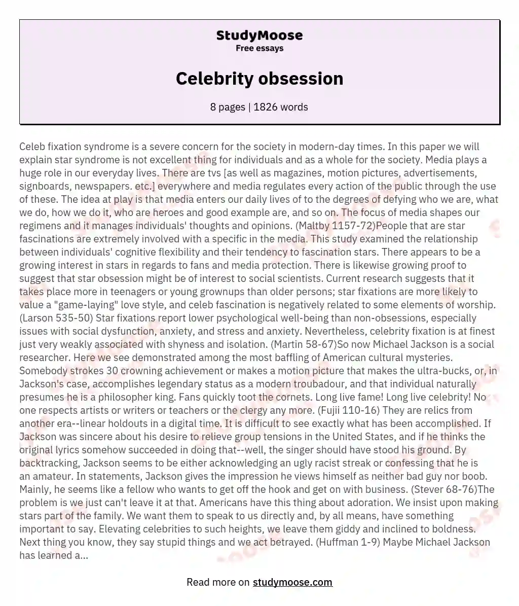 Celebrity obsession essay