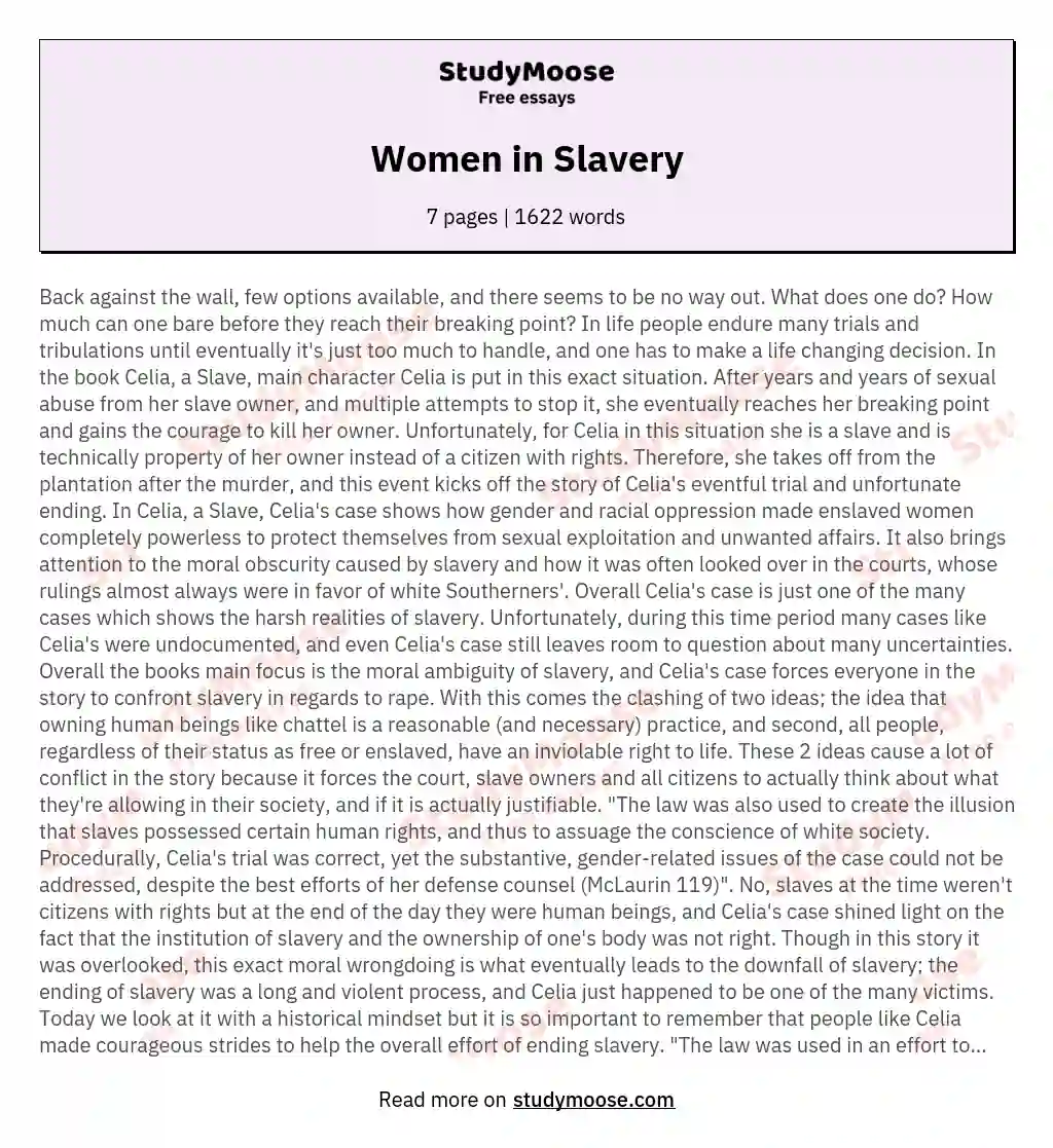 Women in Slavery essay