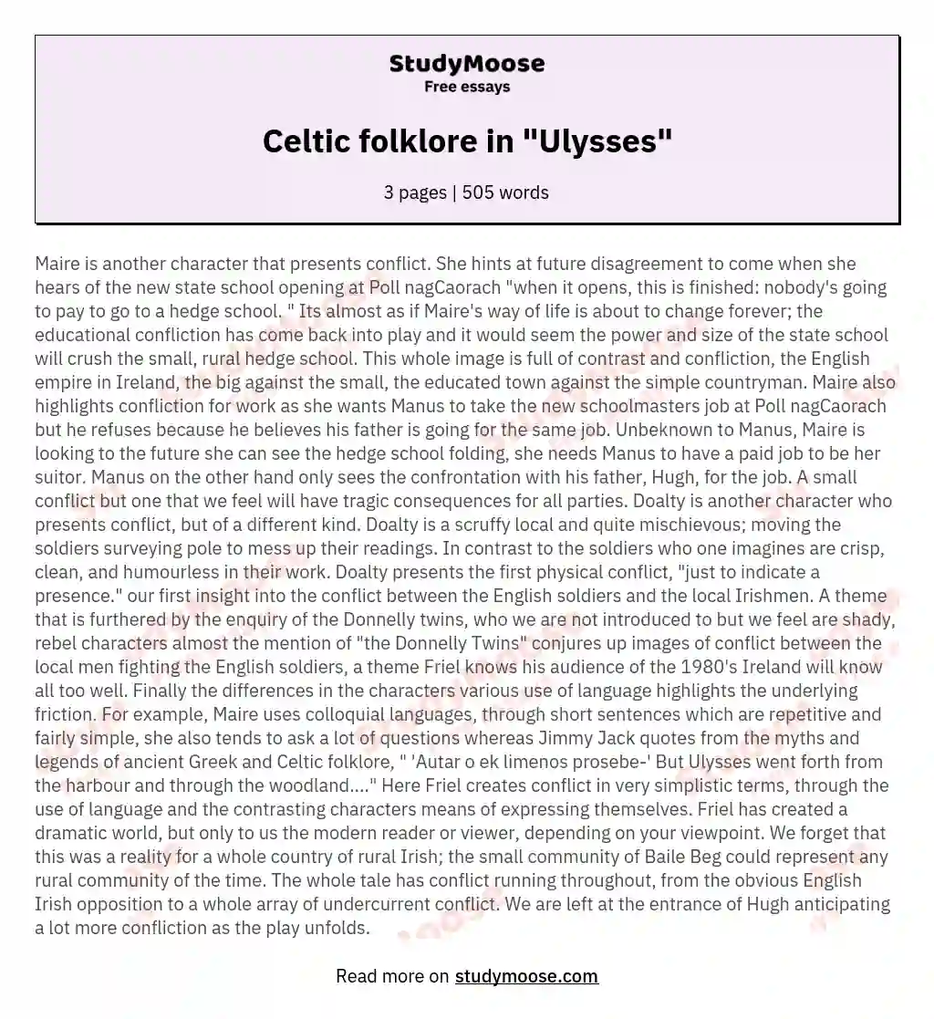 Celtic folklore in "Ulysses" essay