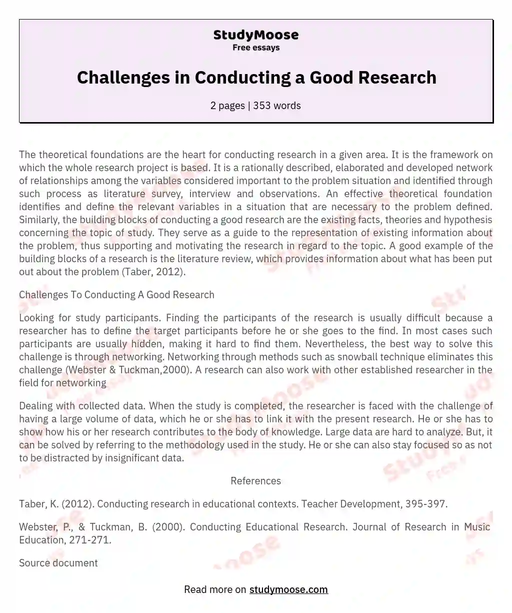 Challenges in Conducting a Good Research