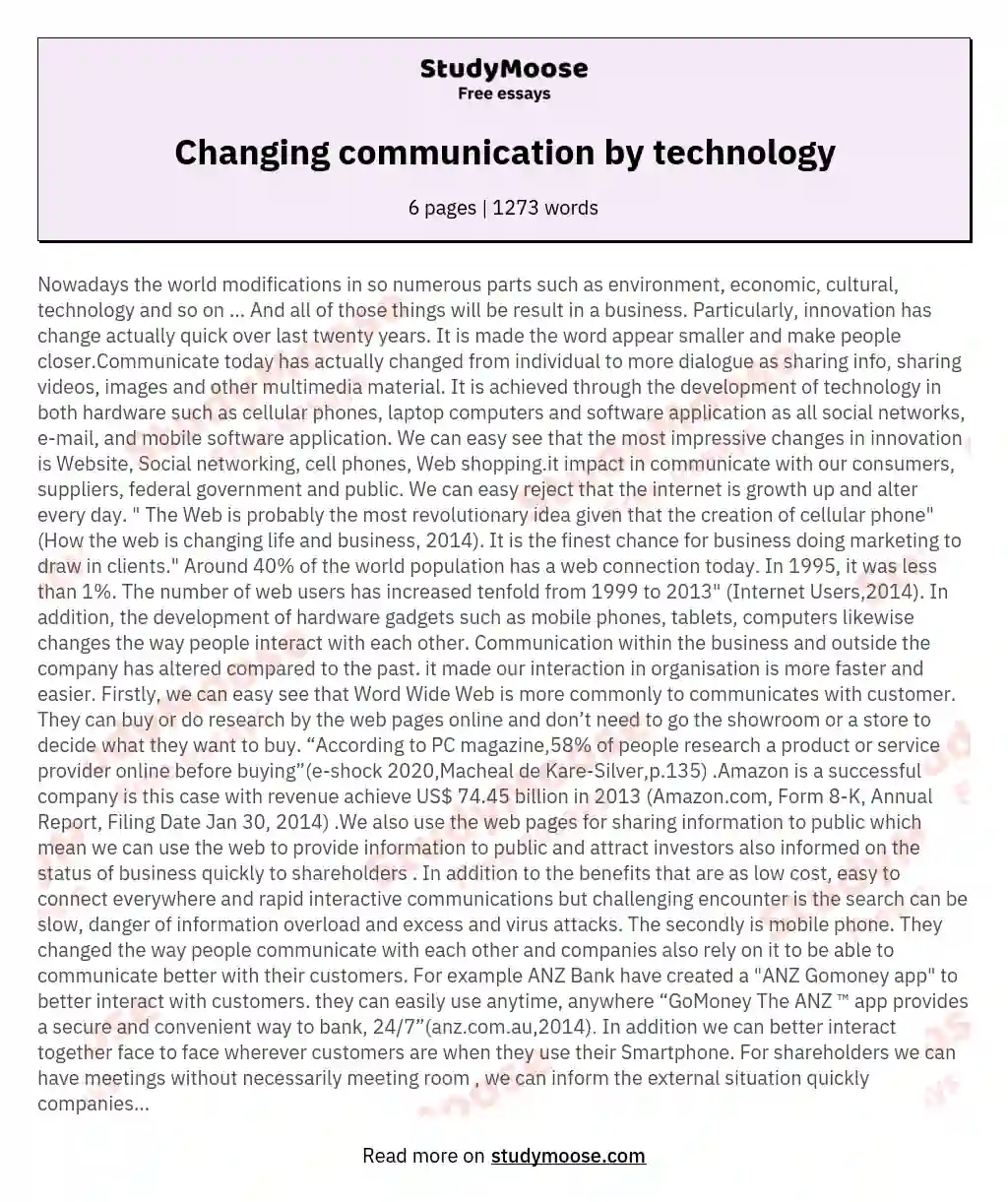 Changing communication by technology essay
