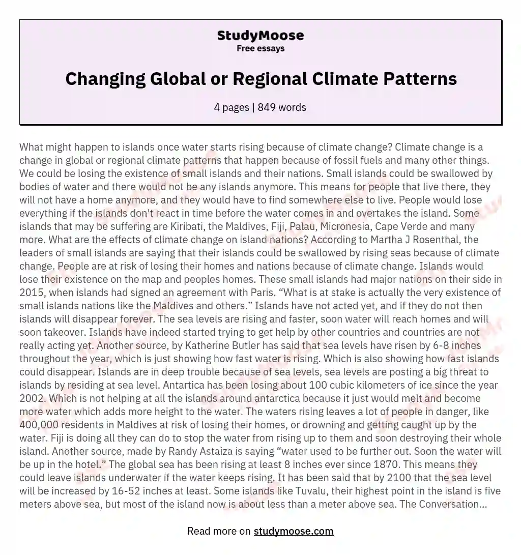 Changing Global or Regional Climate Patterns essay