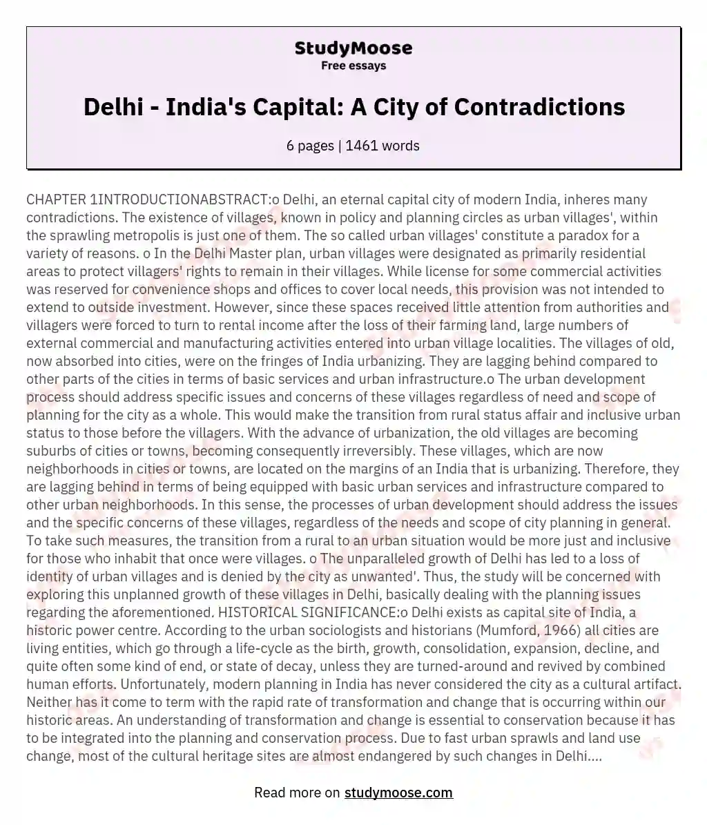 essay on delhi the capital of india