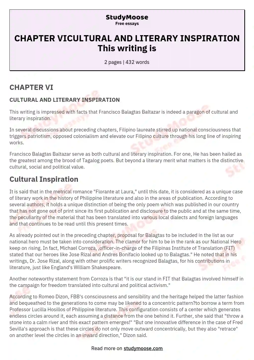 CHAPTER VICULTURAL AND LITERARY INSPIRATION  This writing is essay