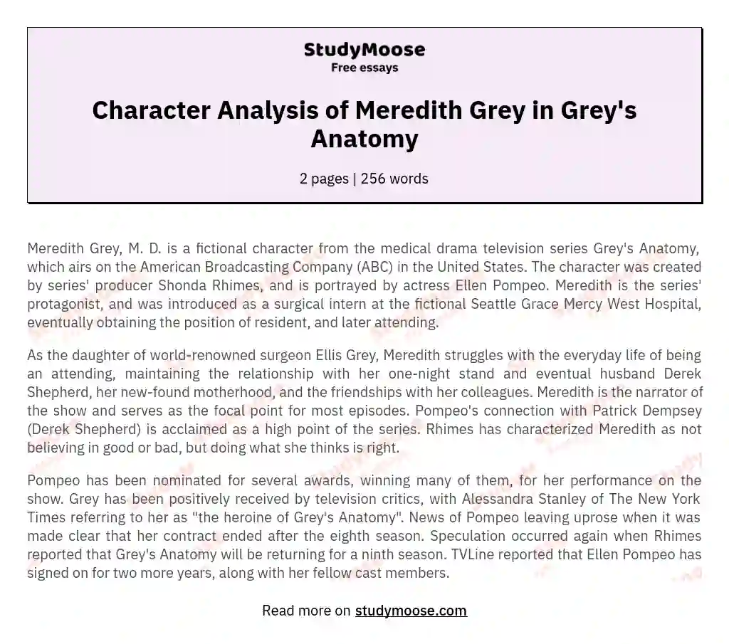 Character Analysis of Meredith Grey in Grey's Anatomy