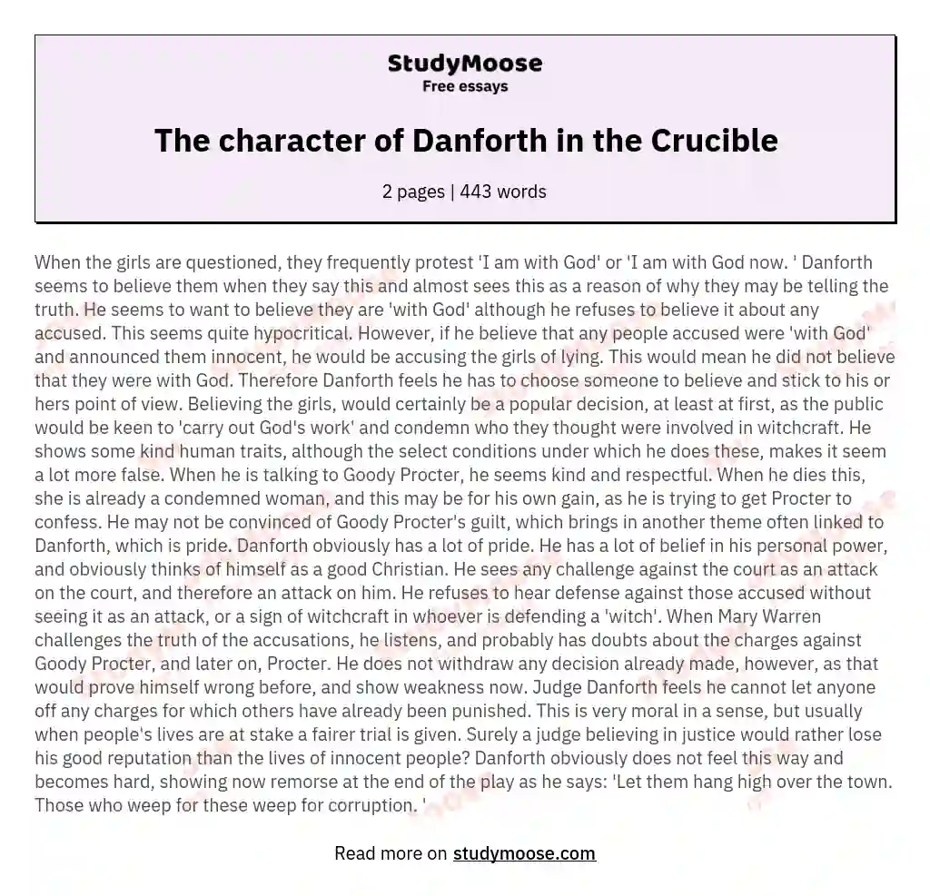 danforth the crucible essay