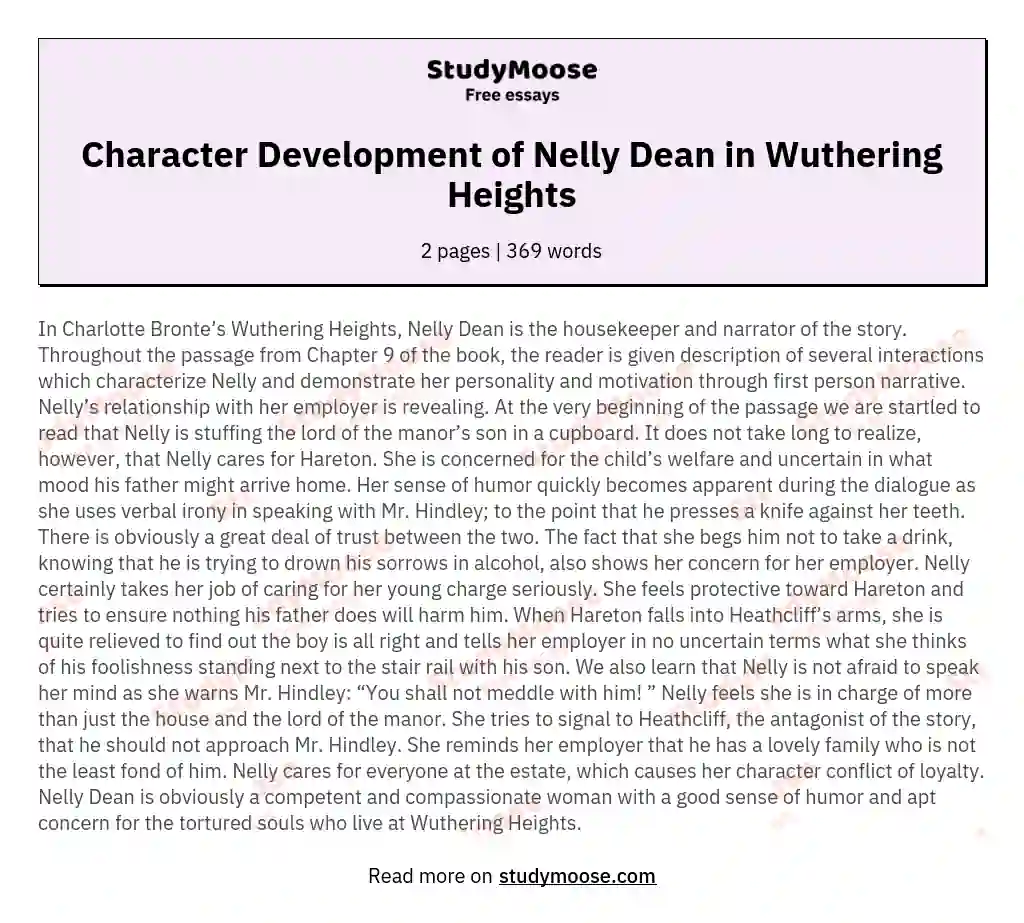 Character Development of Nelly Dean in Wuthering Heights