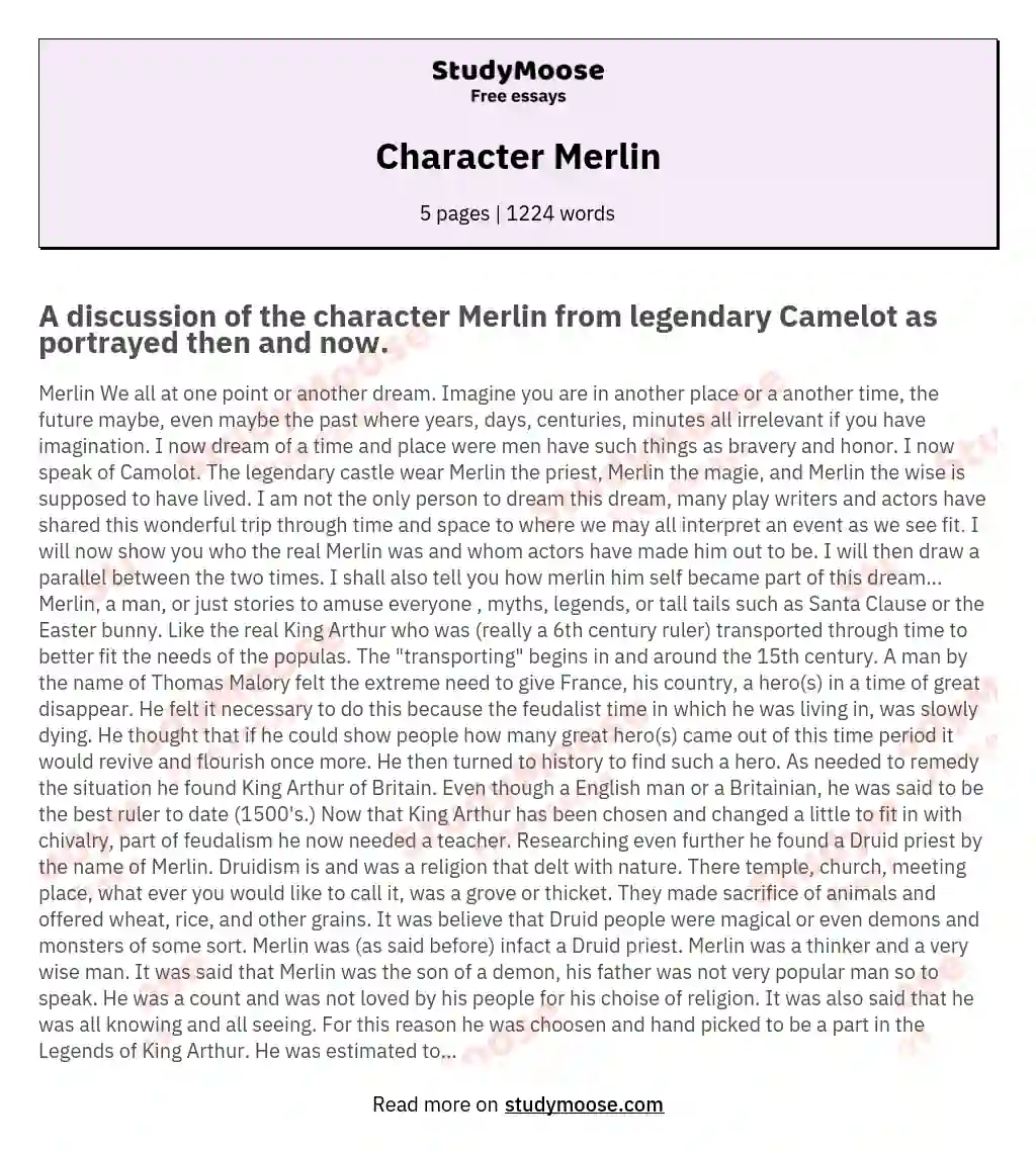 Character Merlin essay