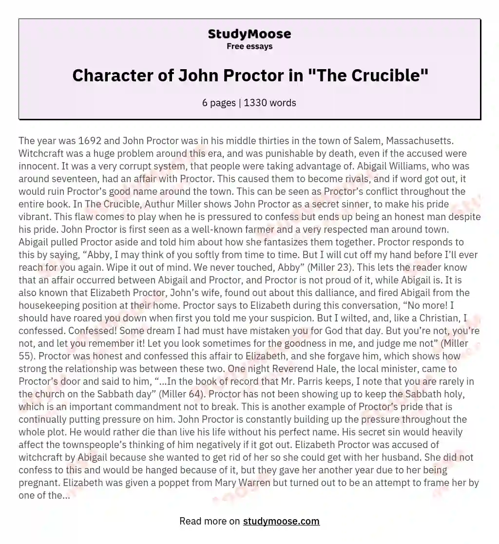 Character of John Proctor in "The Crucible"