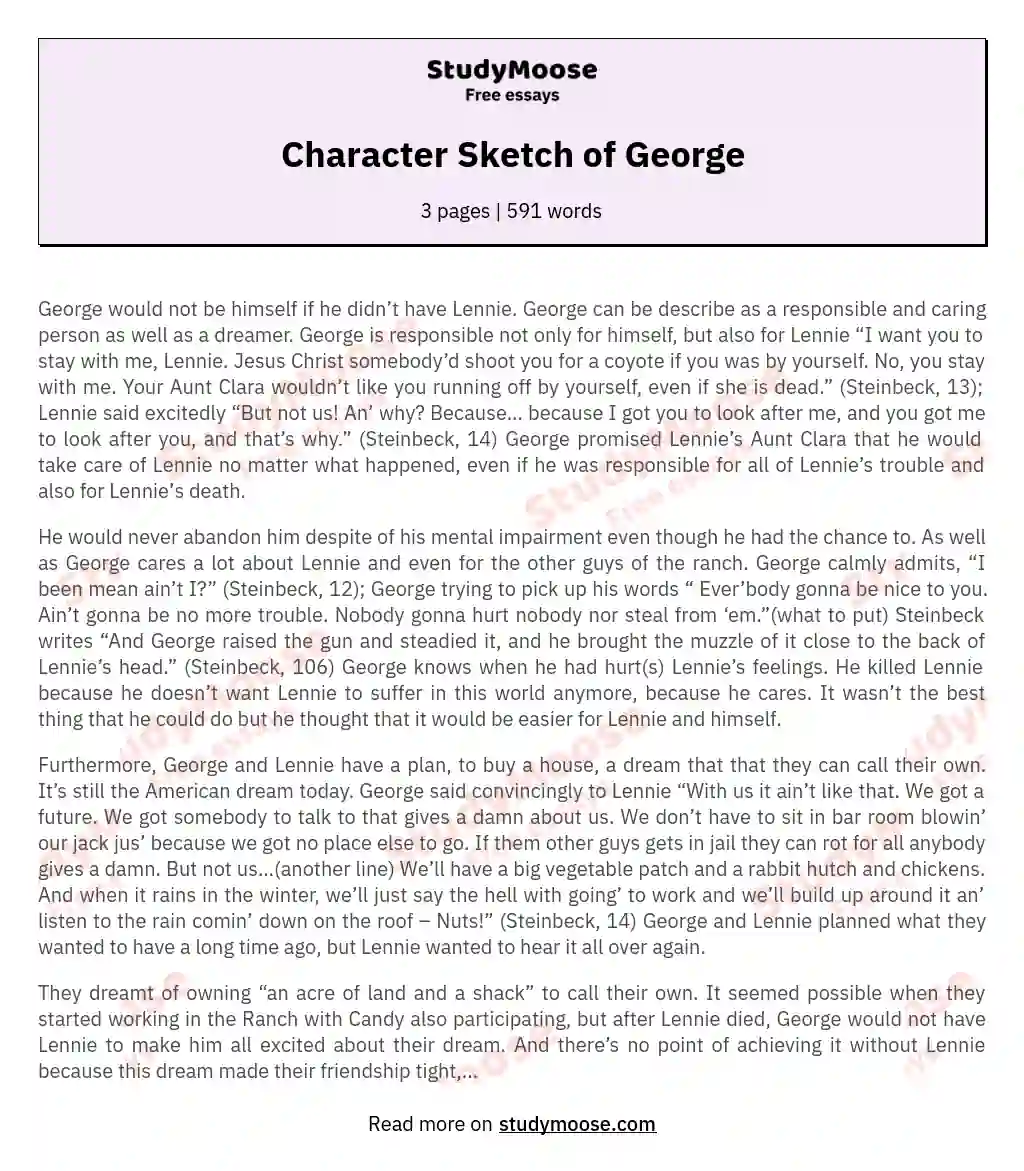 Character Sketch of George essay