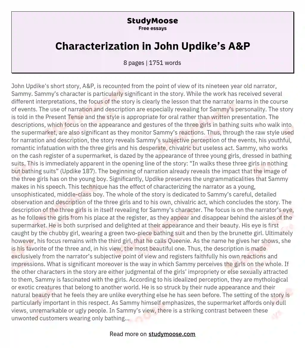 a&p john updike summary