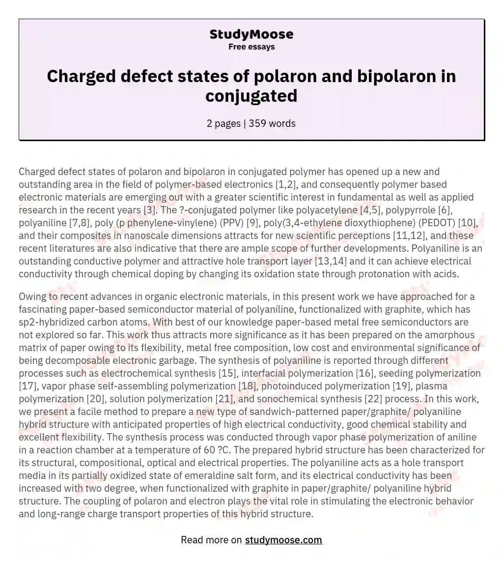 Charged defect states of polaron and bipolaron in conjugated essay