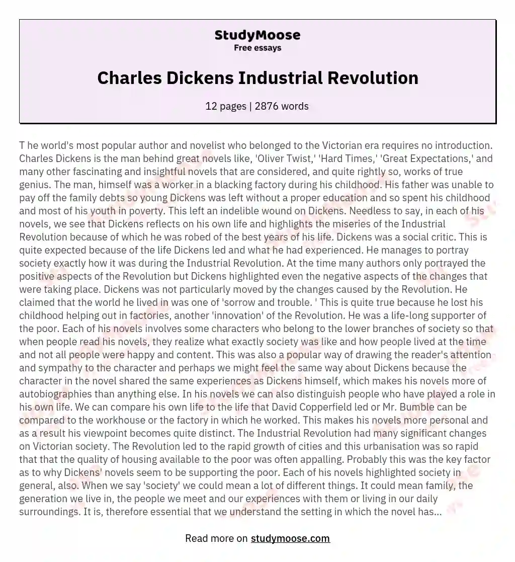 Charles Dickens Industrial Revolution