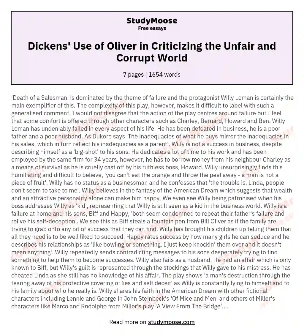 How does Charles Dickens in the early part of Oliver Twist use the character Oliver to present his view of an unfair and corrupt world?