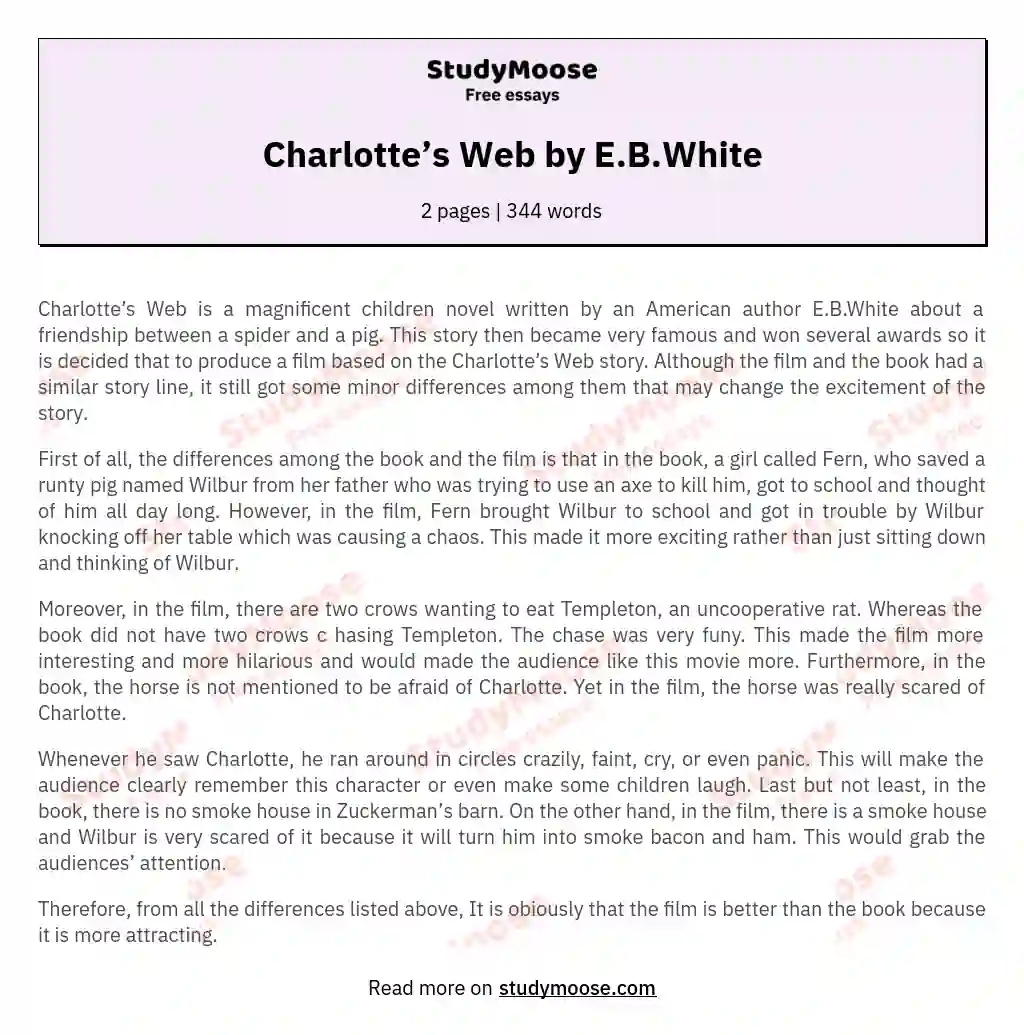 Charlotte’s Web by E.B.White essay