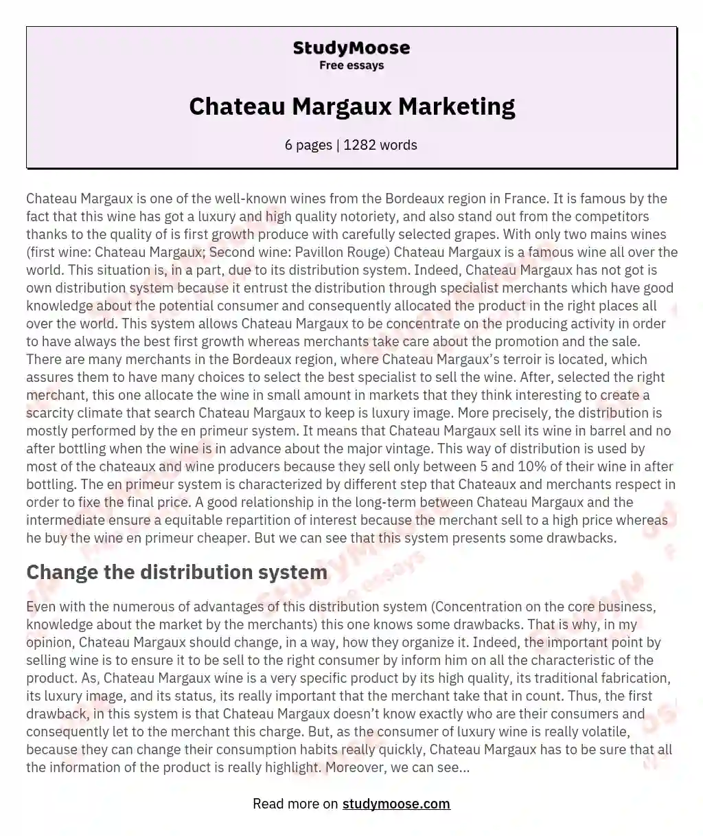 Chateau Margaux Marketing essay