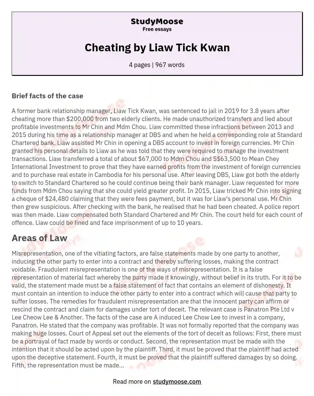 Cheating by Liaw Tick Kwan