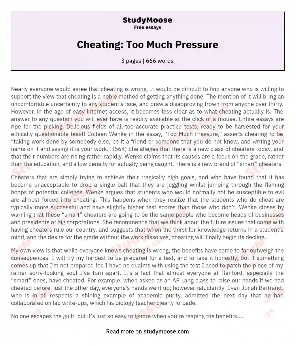 Cheating: Too Much Pressure