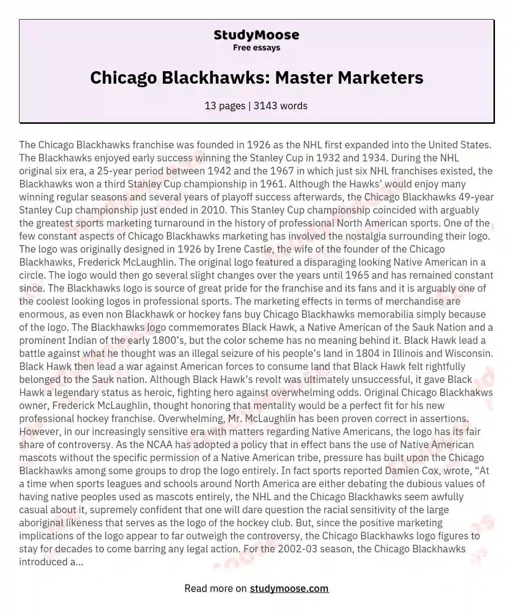 Chicago Blackhawks: Master Marketers
