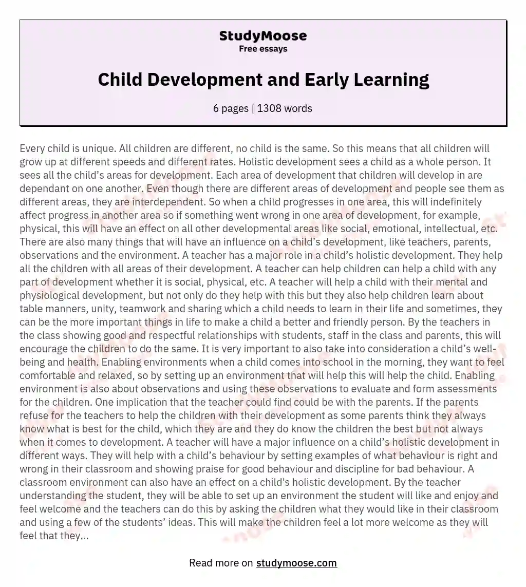 Child Development and Early Learning