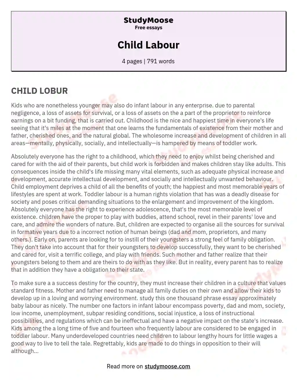Child Labour essay