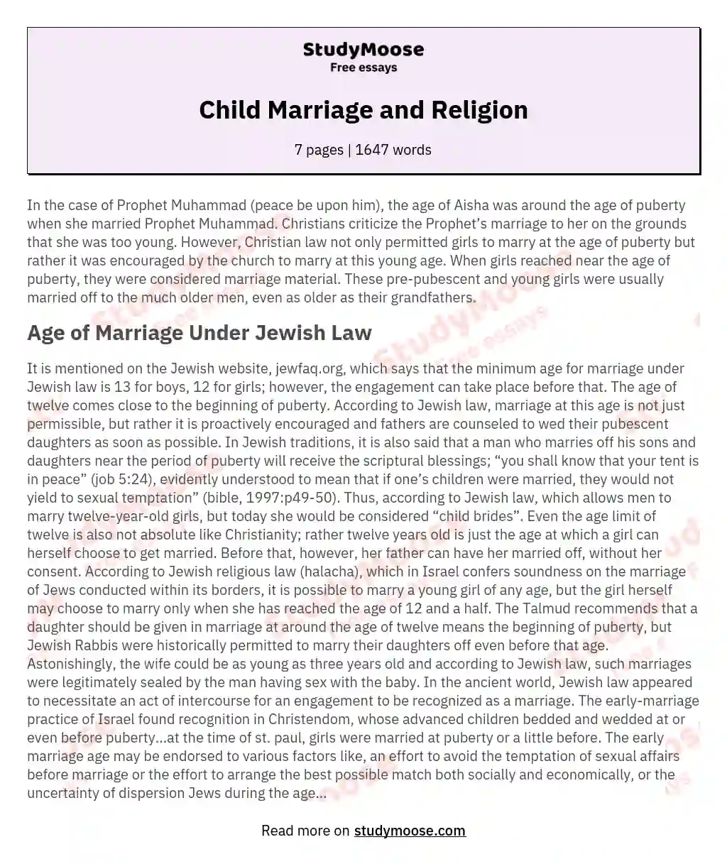 thesis statement about child marriage