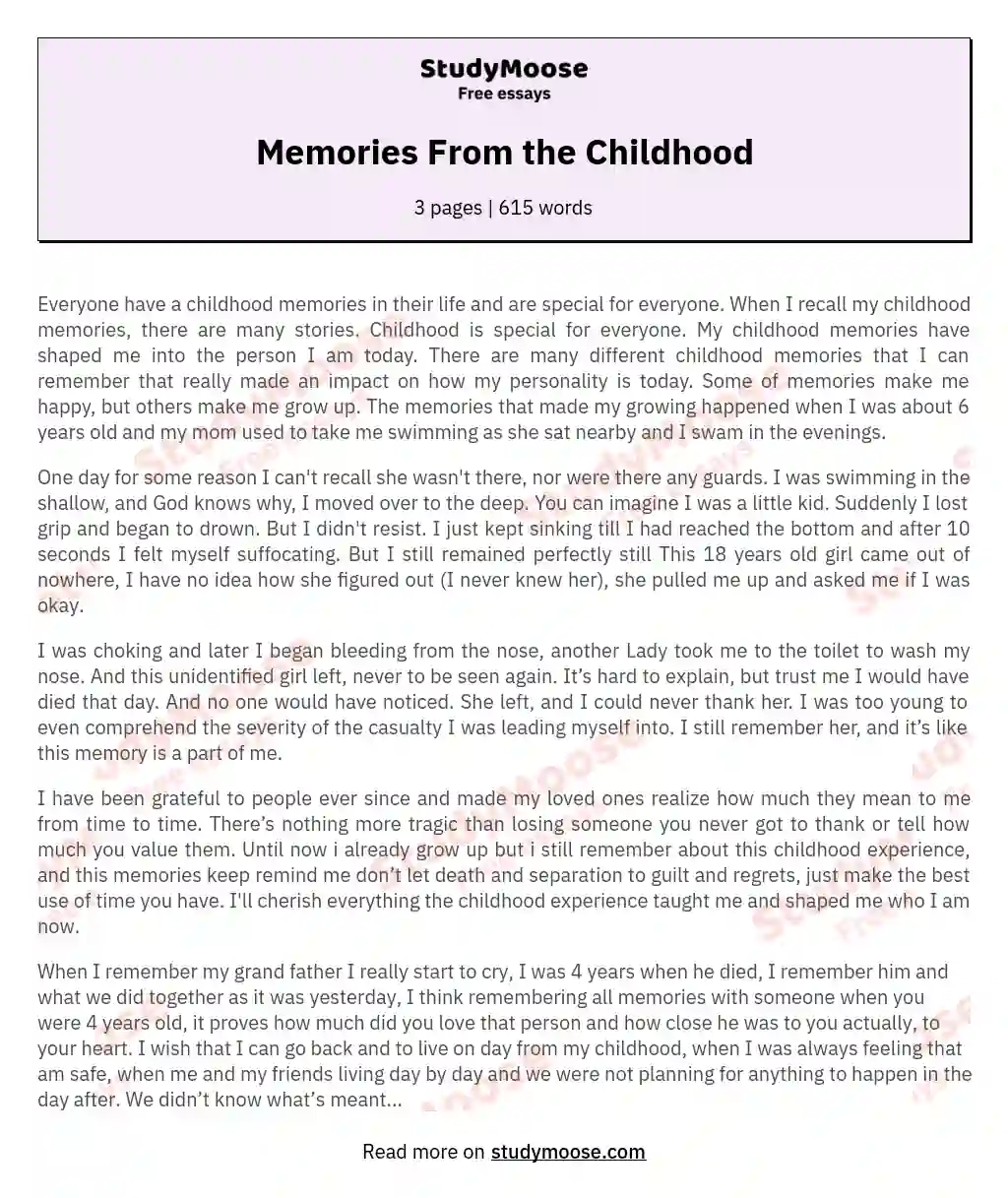 favourite childhood memory essay