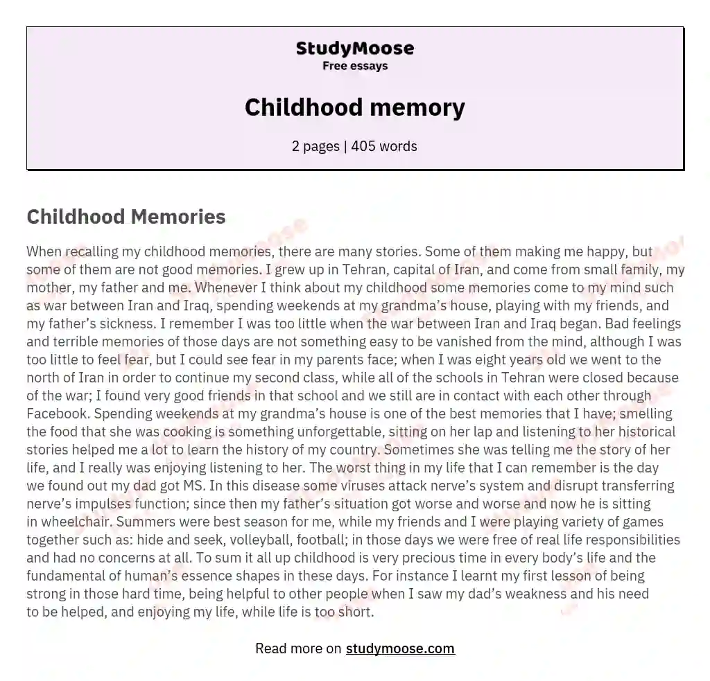 Childhood memory essay